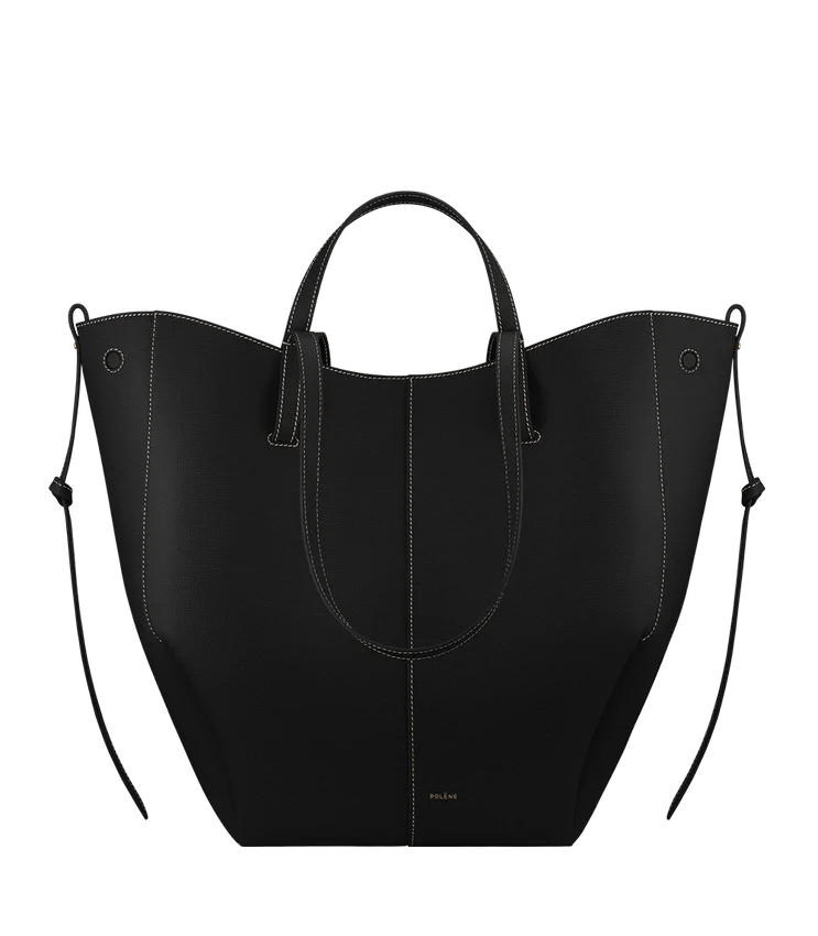 Cyme Tote Edition zwart met structuur en ecru stiksels