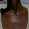 Eroz dubbele ketting, zilverkleurig, van met rhodium verguld messing