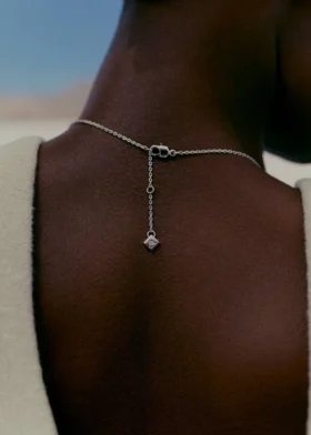 Eroz dubbele ketting, zilverkleurig, van met rhodium verguld messing