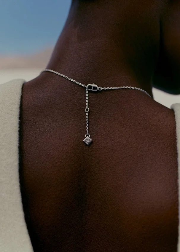 Eroz dubbele ketting, zilverkleurig, van met rhodium verguld messing