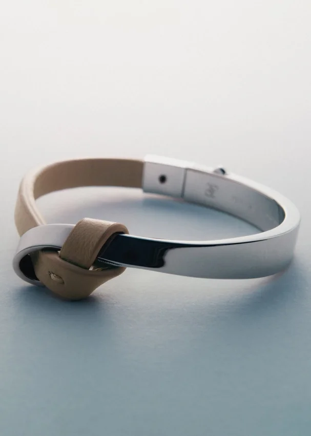Ormé-armband Edition Zilver in rhodium met taupe leer