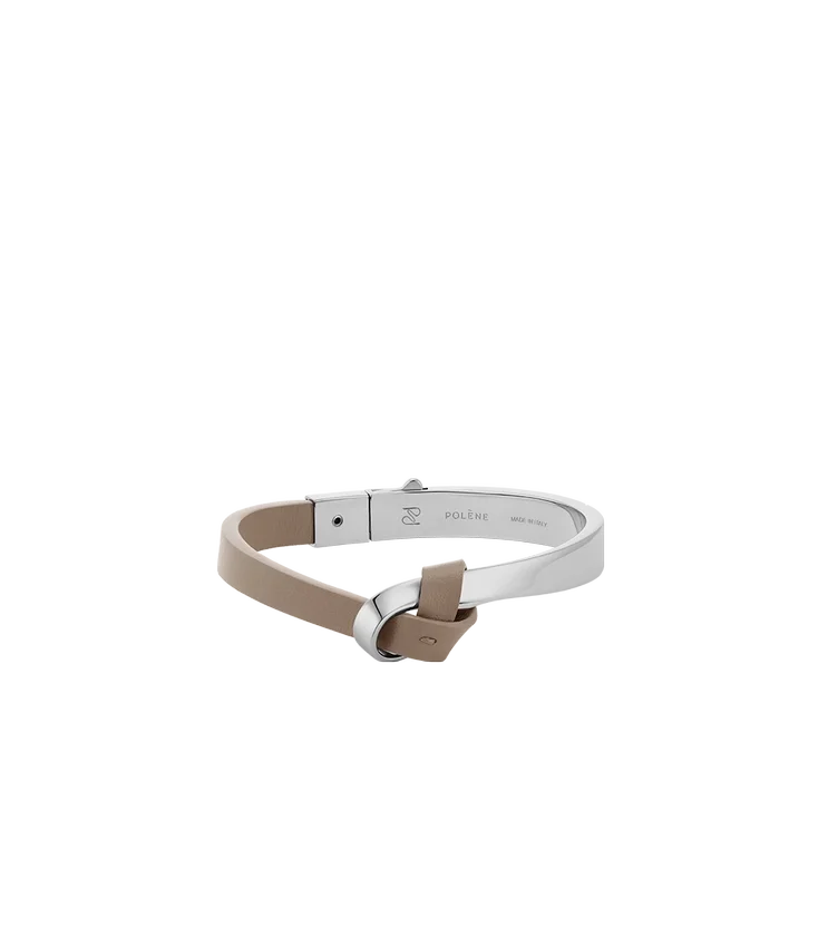 Ormé-armband Edition Zilver in rhodium met taupe leer