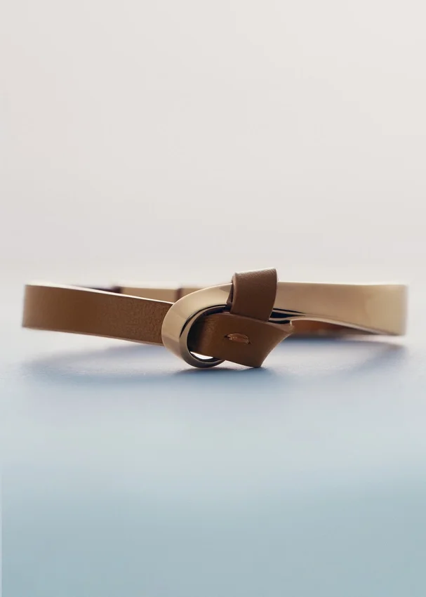 Ormé-armband, verguld met kamelenleer