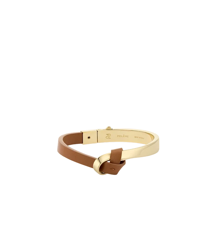 Ormé-armband, verguld met kamelenleer