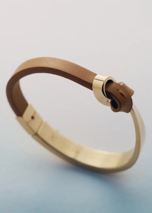 Ormé-armband, verguld met kamelenleer