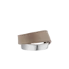 Ormé Cuff Edition Zilver in rhodium met taupekleurig leer