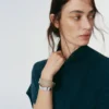 Ormé Cuff Edition Zilver in rhodium met taupekleurig leer