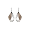 Ormé hangeroorbellen, zilver met rhodiumlaag en taupekleurig leer