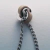 Ormé ketting, rhodiumverzilverd met taupekleurig leer