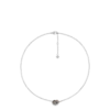 Ormé ketting, rhodiumverzilverd met taupekleurig leer