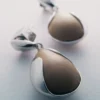 Ormé Oorbellen Edition Zilver gerhodineerd met taupe leer